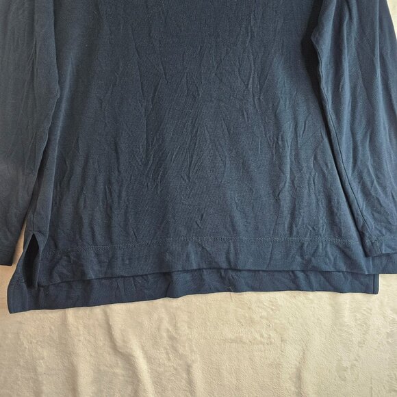 J. Jill Fit Stepped Hem Boat Neck Top Size L Tee Long Sleeve Dark Blue Pullover - Picture 8 of 10